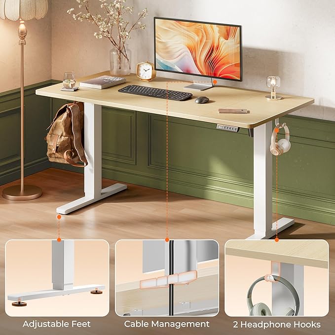 Huuger 55 x 28 Large Electric Standing Desk, Height Adjustable Desk, 27.6" Deep - Image 7