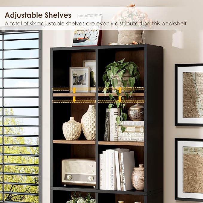 FOTOSOK 71'' Tall Bookshelf, Double Wide Media Tower Rack CD DVD Rack Display - Image 6