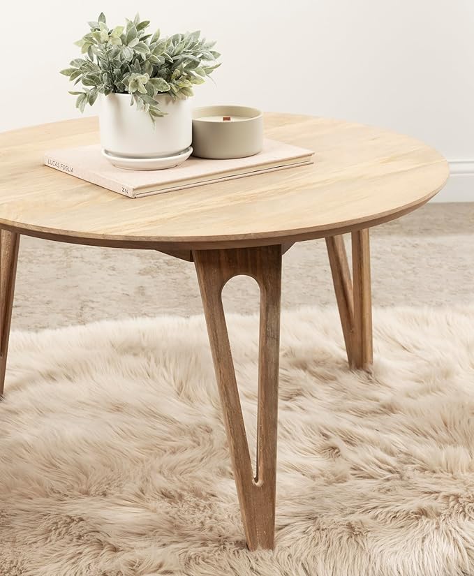 Kate and Laurel Kershaw Transitional Round Coffee Table, Natural Wood, Circle - Image 5