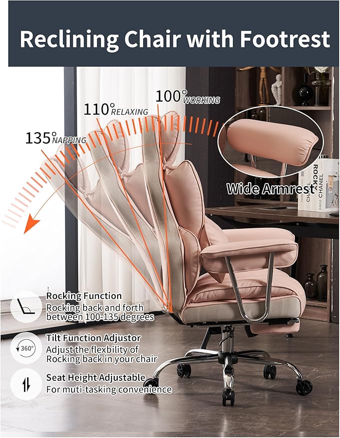 Efomao Big and Tall Office Chair 400LBS, Heavy Duty Executive Office Chair - Image 4