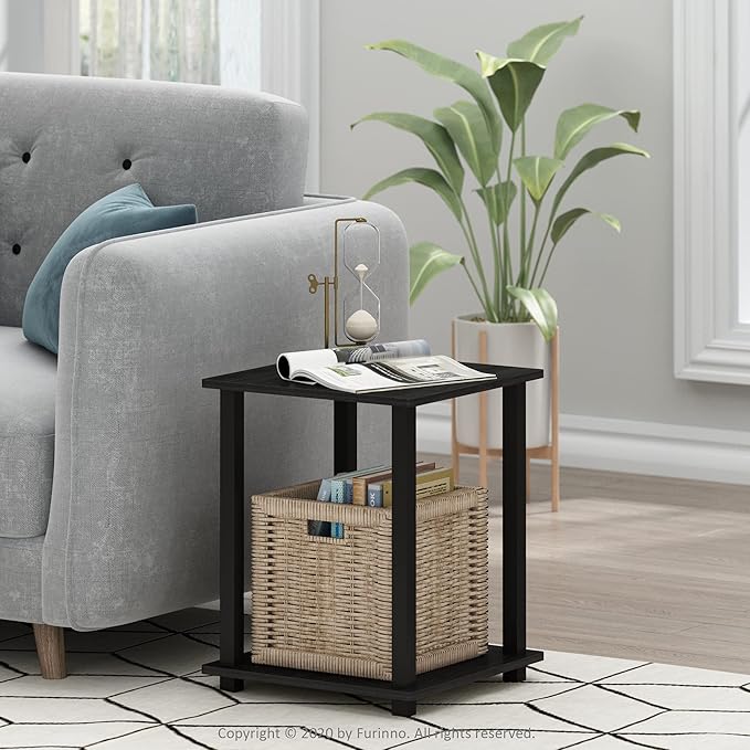 Furinno Simplistic Set of 2 End Table, Americano/Black - Image 2