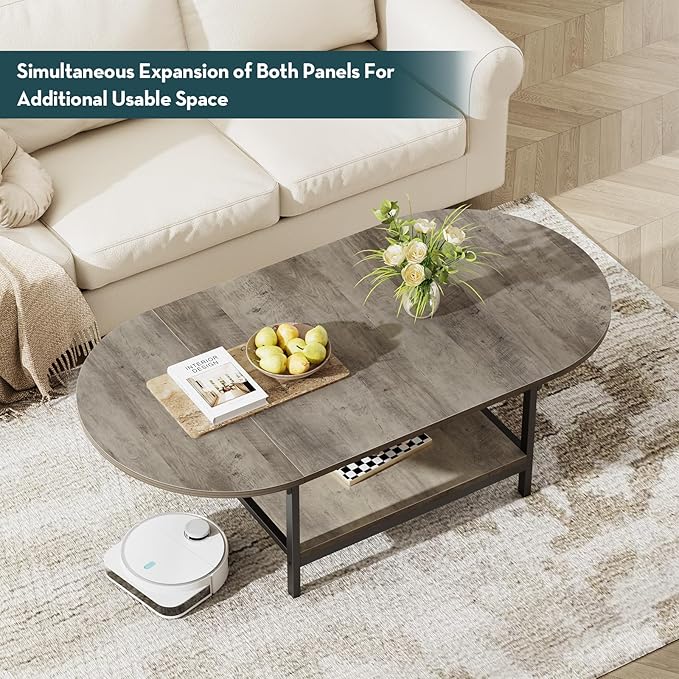SAYGOER Folding Coffee Tables for Living Room 2-Tier Extended Coffee Table - Image 8