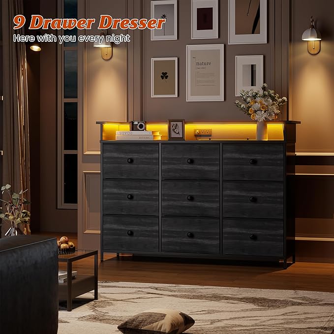 Nicehill 9 Drawer Dresser for Bedroom, TV Stand for Bedroom, Fabric Chests of - Image 3