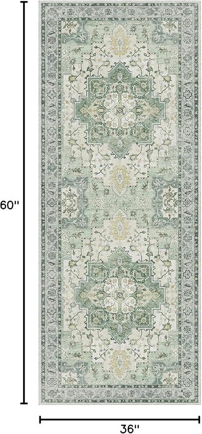 GENIMO 3x5 Area Rugs for Living Room, Machine Washable Non Slip Vintage Rugs - Image 2