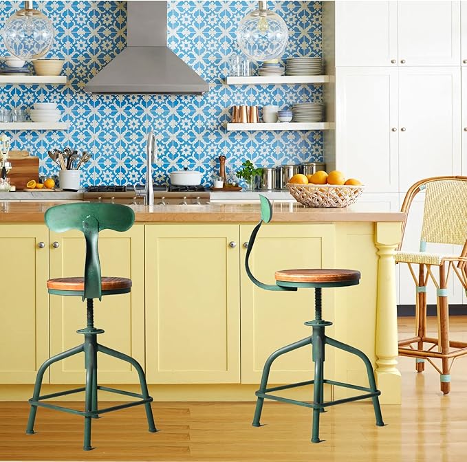 Topower Farmhouse Kitchen Stool, Industrial Counter Stool, Kitchen Deco Round - Image 2