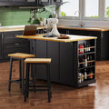 53" Large Kitchen Island with 2 Bar Stools, Power Outlet & Door Internal by Unknown