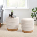 COLAMY Sherpa Ottoman Footstool, Tufted Modern Foot Rest Stool by COLAMYINC