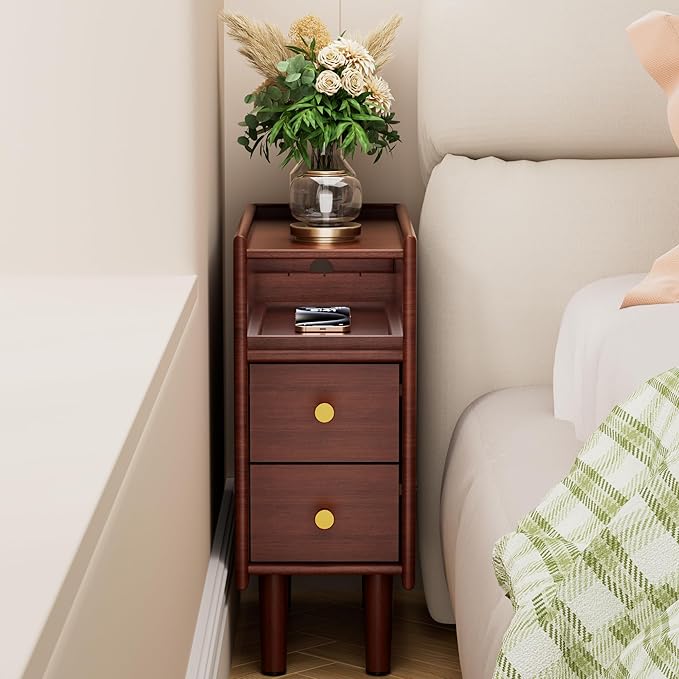 Huolewa Narrow Nightstand with 2 Drawers - Image 5