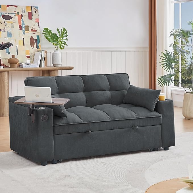 3 in 1 Queen Loveseat Convertible Sofabed Modern Living Room Multifunctional - Image 10