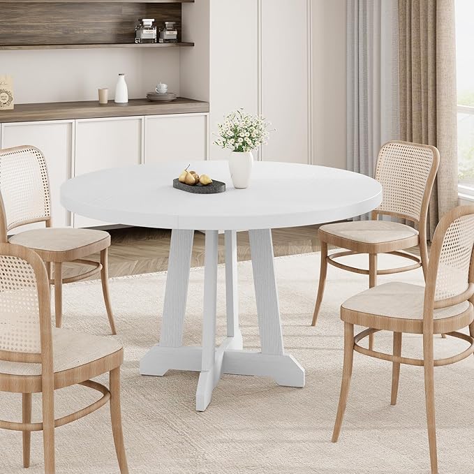 GarveeHome Round Dining Table for 4, Kitchen Dining Room Circle Dinner Pedestal - Image 4