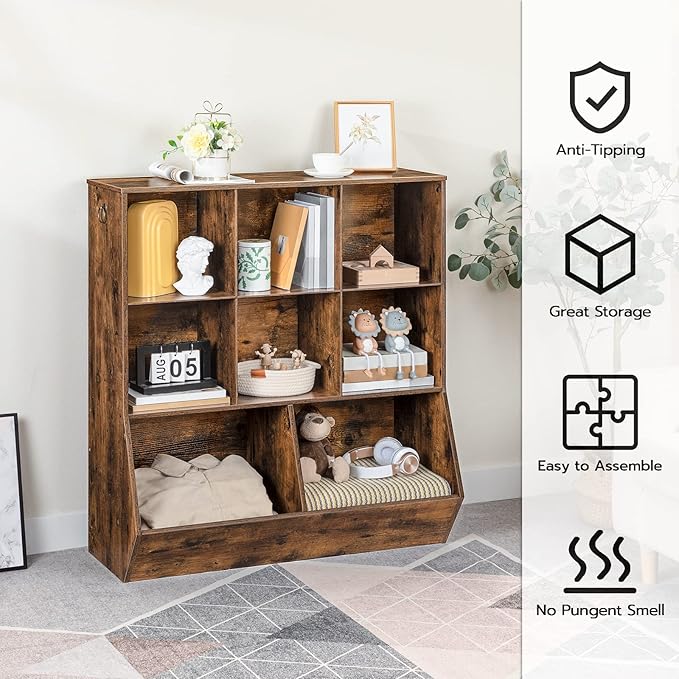 HOOBRO Kids Bookshelf, Toy Storage Cabinet, Kids Toy Organizer, 8 Cubicles - Image 5