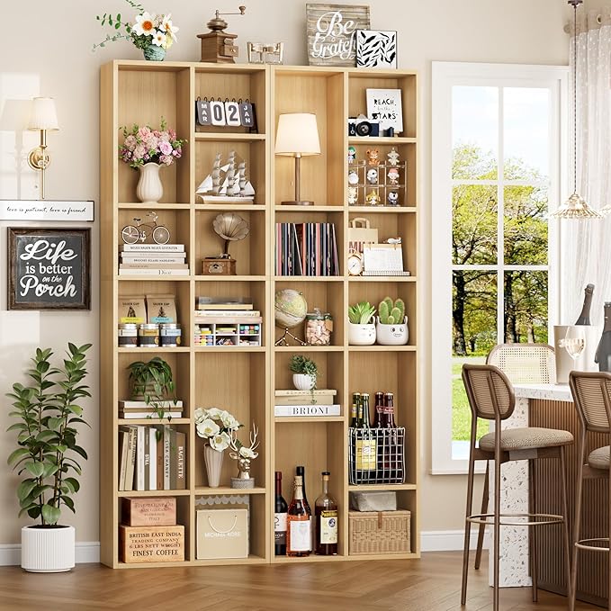 FOTOSOK 71’’ Narrow Bookshelf and Bookcase, Wooden Shelf 7 Tier Media Storage - Image 5