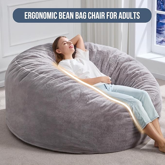 Hobestluk 5ft Bean Bag Chairs for Adults Large Beanbag Chair - Image 3