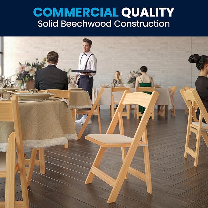 Flash Furniture 2 Pack HERCULES Series Natural Wood Folding Chair - Image 6
