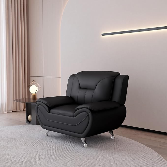 Container Furniture Direct Michael Modern Faux Leather Upholstered Stainless - Image 16
