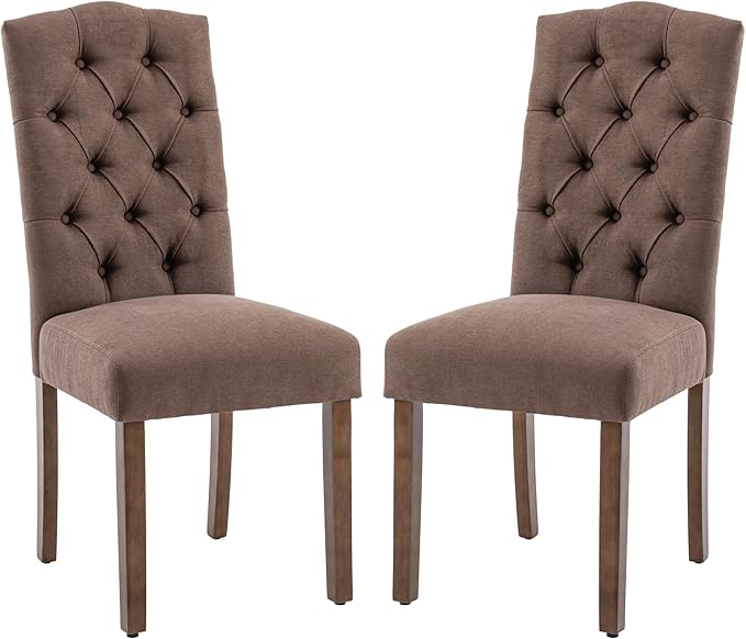 Tufted Upholstered Parsons Dining Chair Set Fabric Diner Accent Stylish Modern by SNUGWAY