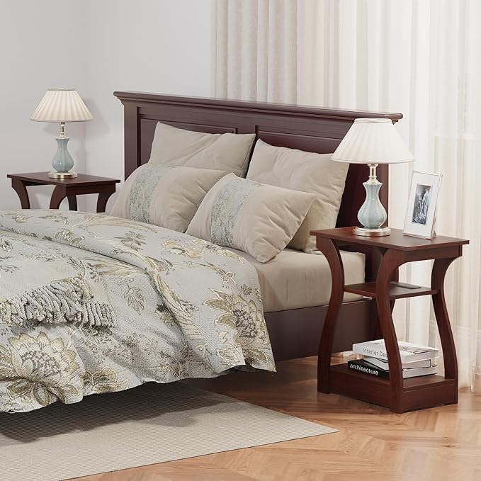 End Tables Living Room Set of 2, Cherry End Table - Image 2
