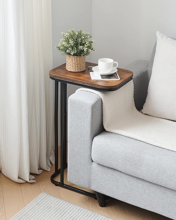 C Shaped End Table, 27 Inches High Small Side Table - Image 7