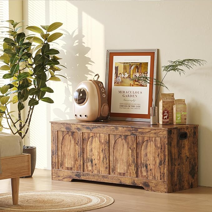 DINZI LVJ Storage Chest, 47.2”Wooden Storage Box - Image 2