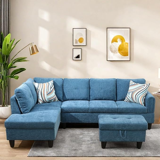 Sectional Couch with Ottoman Storage, L Shaped Couch Sofa Furniture Sets - Image 5