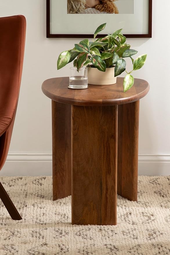 Kate and Laurel Tortola Modern Irregular Round Side Table, Walnut Brown - Image 4