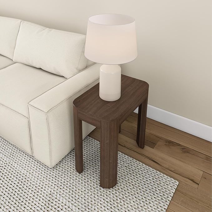 Plank+Beam Modern Rounded Rectangular Side Table, Solid Wood End Table - Image 6