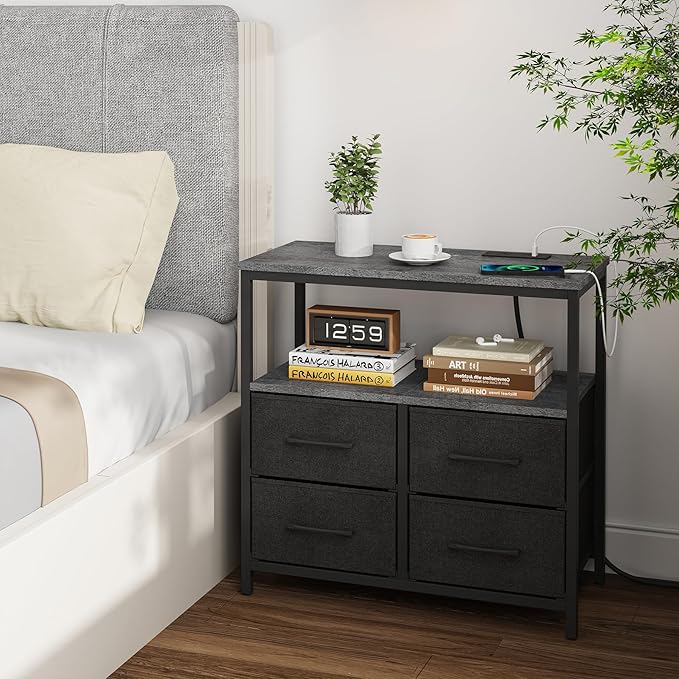 TUTOTAK Large Night Stand with Charging Station, Nightstand with USB and Type-C - Image 9