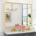 Keonjinn Gold Bathroom Mirrors 48” x 40” Rectangle Wall Vanity Mirror Large by Keonjinn