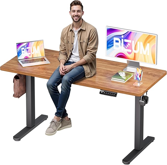 Electric Standing Desk, 55x24 inches Height Adjustable Desk, Sit to Stand Desks by Unknown
