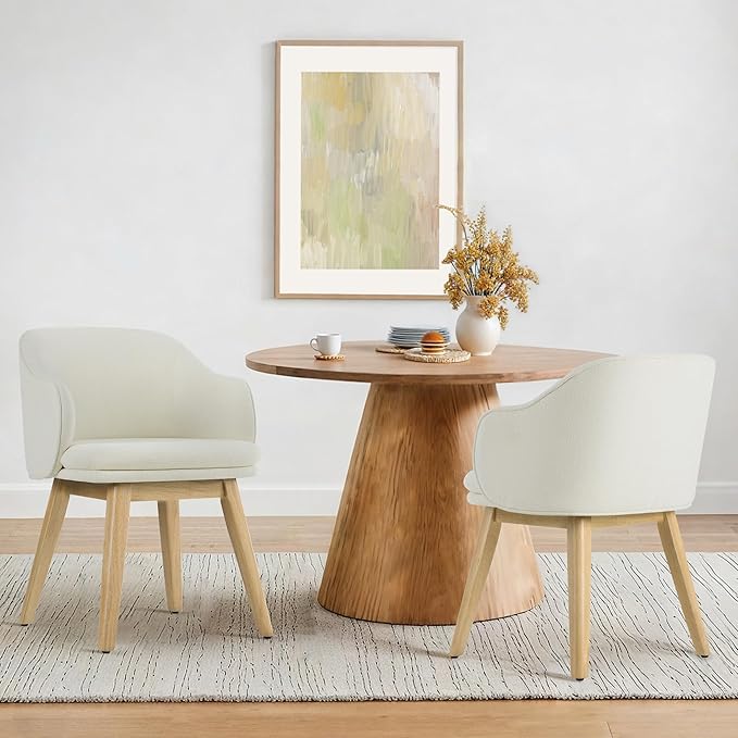Wooden Dining Chairs Set of 2, Fabric Upholstered Modern Dining Room Chairs by Kislot