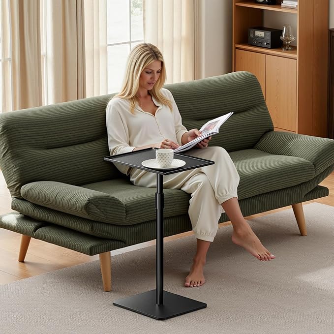 Metal Sofa Side Table, Height Adjustable Tall Side Couch Tables, Small TV Tray - Image 5