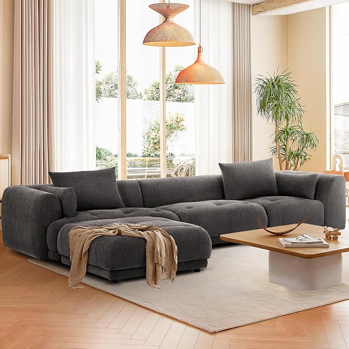 COLAMY 144" Modular Sectional Chenille Couch - Image 3