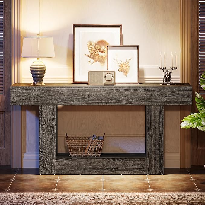 Tribesigns 63" Console Table, Farmhouse 2-Tier Entryway Table - Image 9