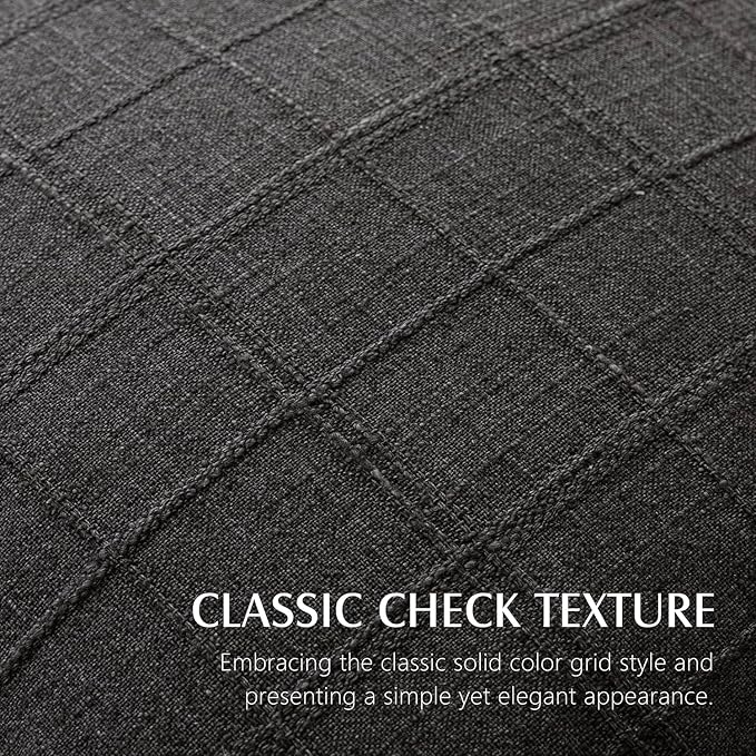 Foindtower Set of 2 Decorative Linen Check Throw Pillow Covers Neutral - Image 2