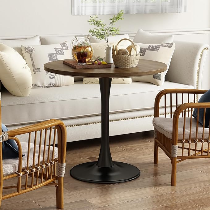 Wood Round Table Modern Dining Table Tulip Round Kitchen Table Wooden Mid - Image 3