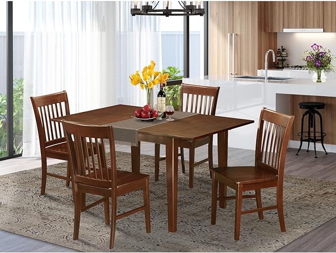 East West Furniture PSNO5-MAH-W 5 Piece Dining Table Set - Image 6
