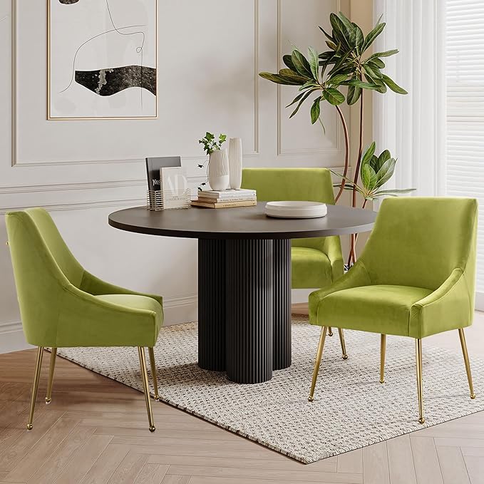 Modern Velvet Dining Chairs Set of 4, Contemporary Upholstered Furniture - Image 4