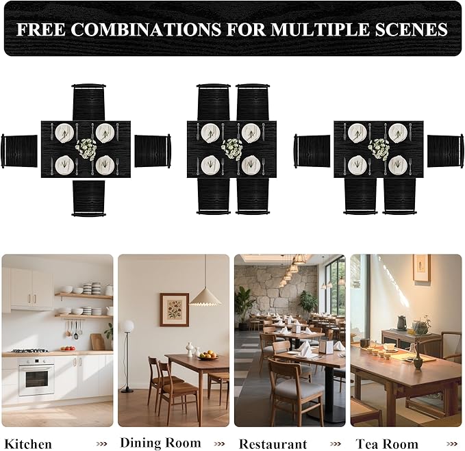 5 Piece Dining Table Set with 1.6" Thick Desktop, Modern Metal&Wood Kitchen - Image 3