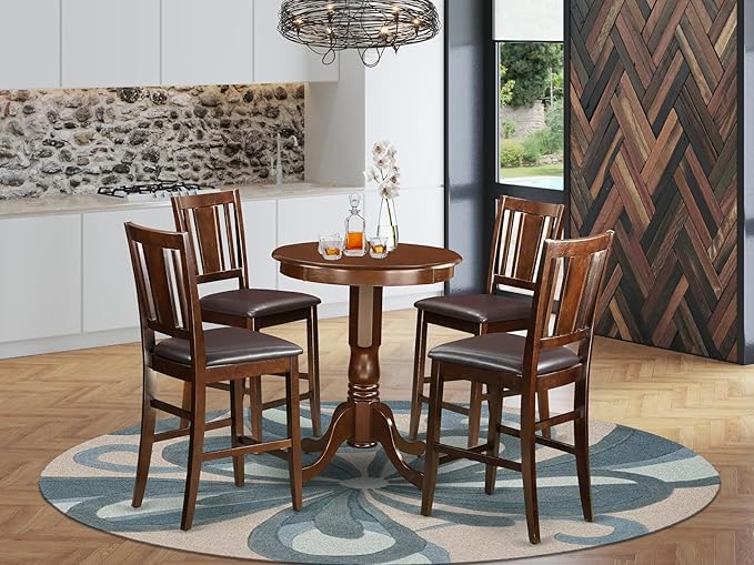 East West Furniture EDBU5-MAH-LC 5 Piece Counter Height Pub Set Includes a - Image 2