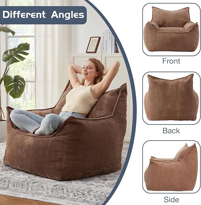 Giant Bean Bag Chair Sofa for Adults Teens, Comfy Corduroy Large Bean Bag Chairs - Image 8