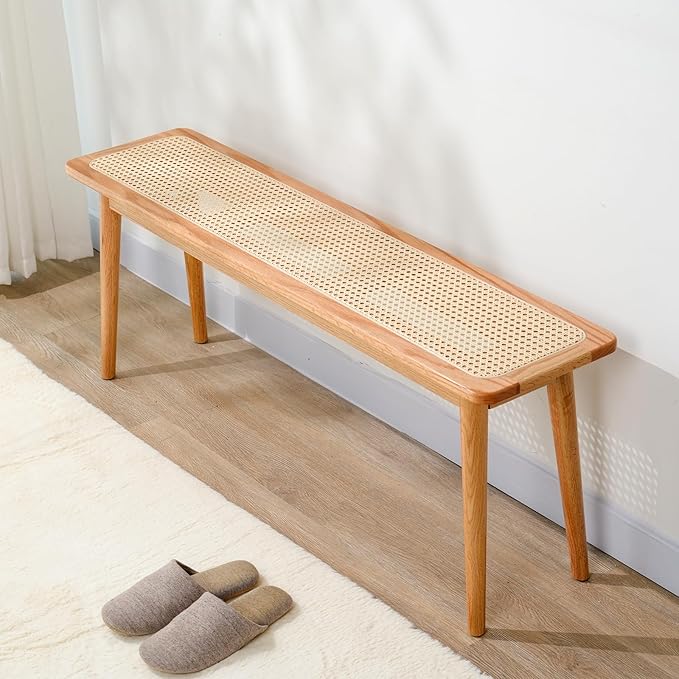 Entryway Bench, Solid Wood Dining Bench, Midcentury Modern End of Bed Bench - Image 4