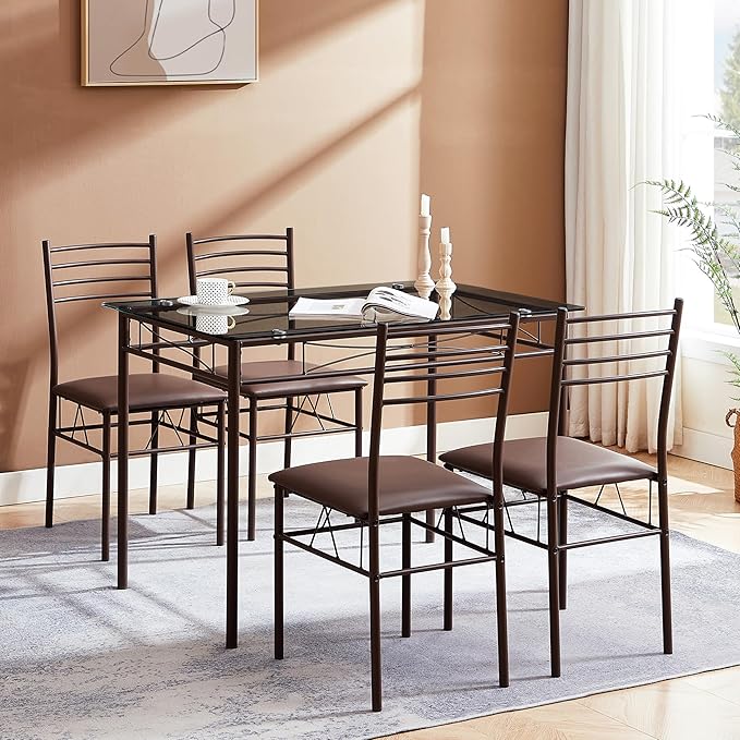 VECELO Kitchen Dining Room Table and Chairs 5-Piece Dinette Sets, Space Saving - Image 5