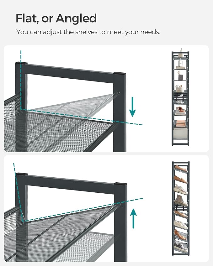 SONGMICS Shoe Rack, 8-Tier Shoe Organizer, Metal Rack - Image 6