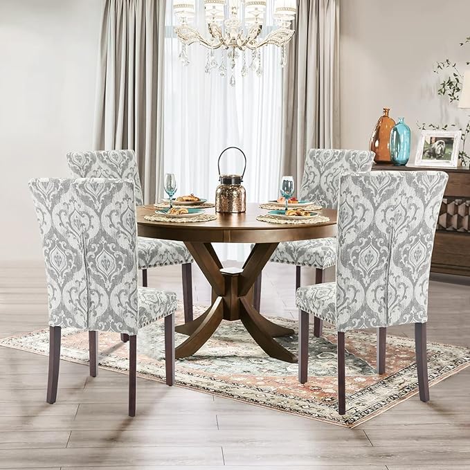 Parsons Dining Chairs Set of 2, Upholstered Nailhead Dining Room Kitchen Side - Image 2