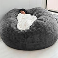 Giant Fur Bean Bag Chair Cover for Kids Adults, Living Room Furniture Big Round by LLPCKPB