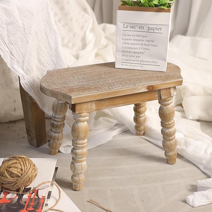 Wooden Bathroom Wood Foot Stool - Image 2