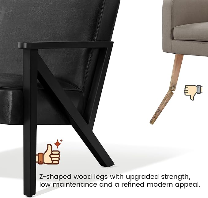 Yaheetech Accent Chair, PU Leather Reading Chair, Mid Century Modern Arm Chair - Image 8