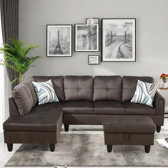 Convertible Sectional Couch, Large L Shaped Couch by ChicFurnit