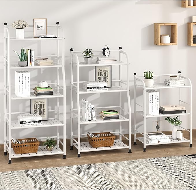3 Tier Bathroom Storage Open Shelf Unit, Free-Standing Matte Metal Corner Rack - Image 5