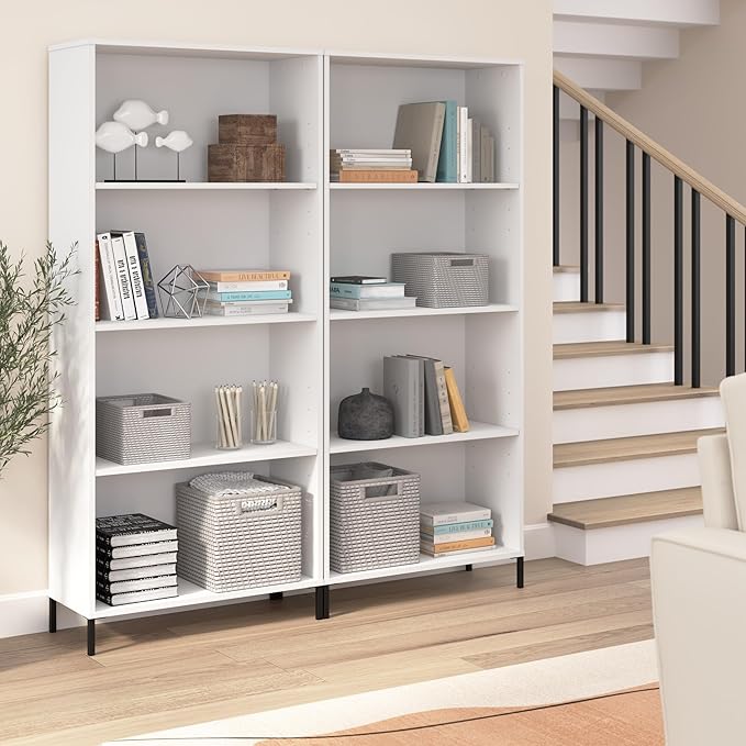 Bush Furniture Essence 4 Shelf Bookcase in White | Organizers and Shelves - Image 4